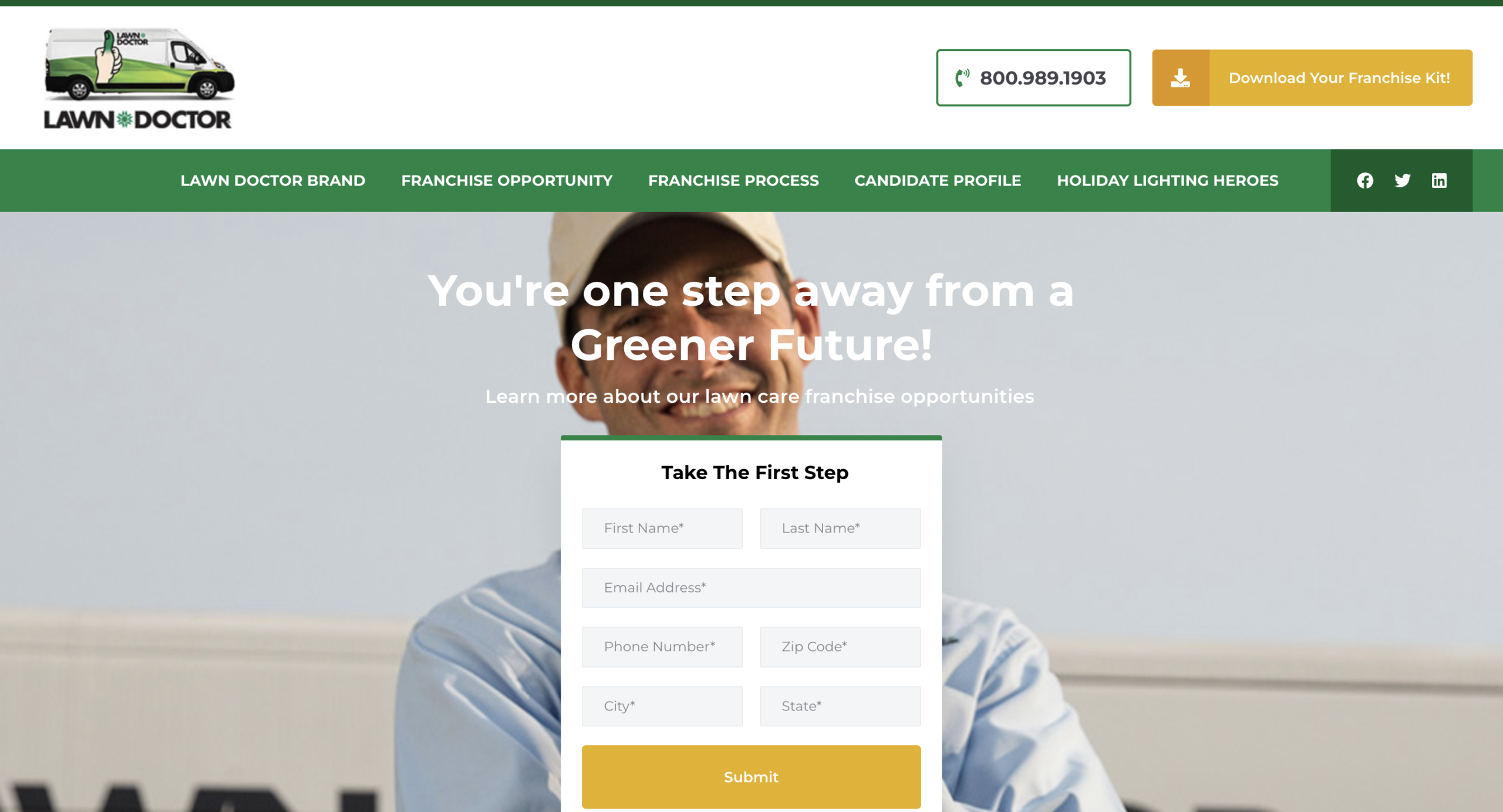 image of Lawn Doctor's franchise website