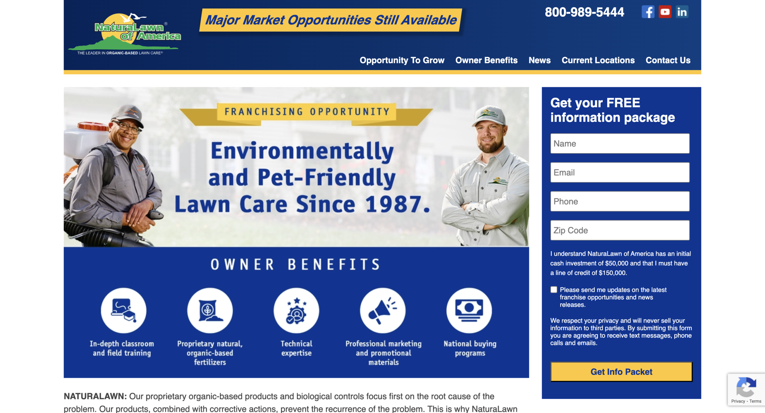 image of NaturaLawn of America's website