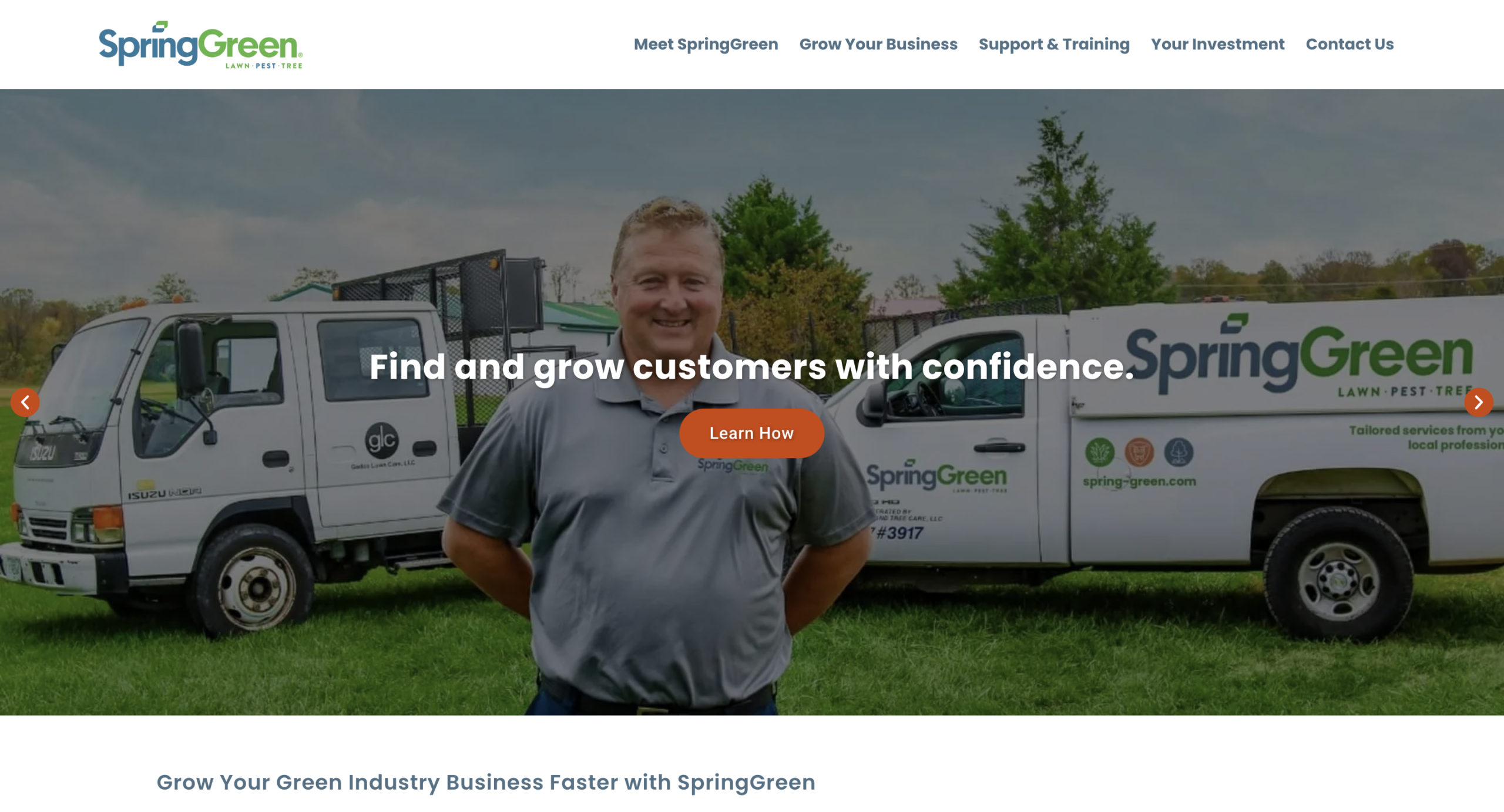 Image of SpringGreen's franchise website