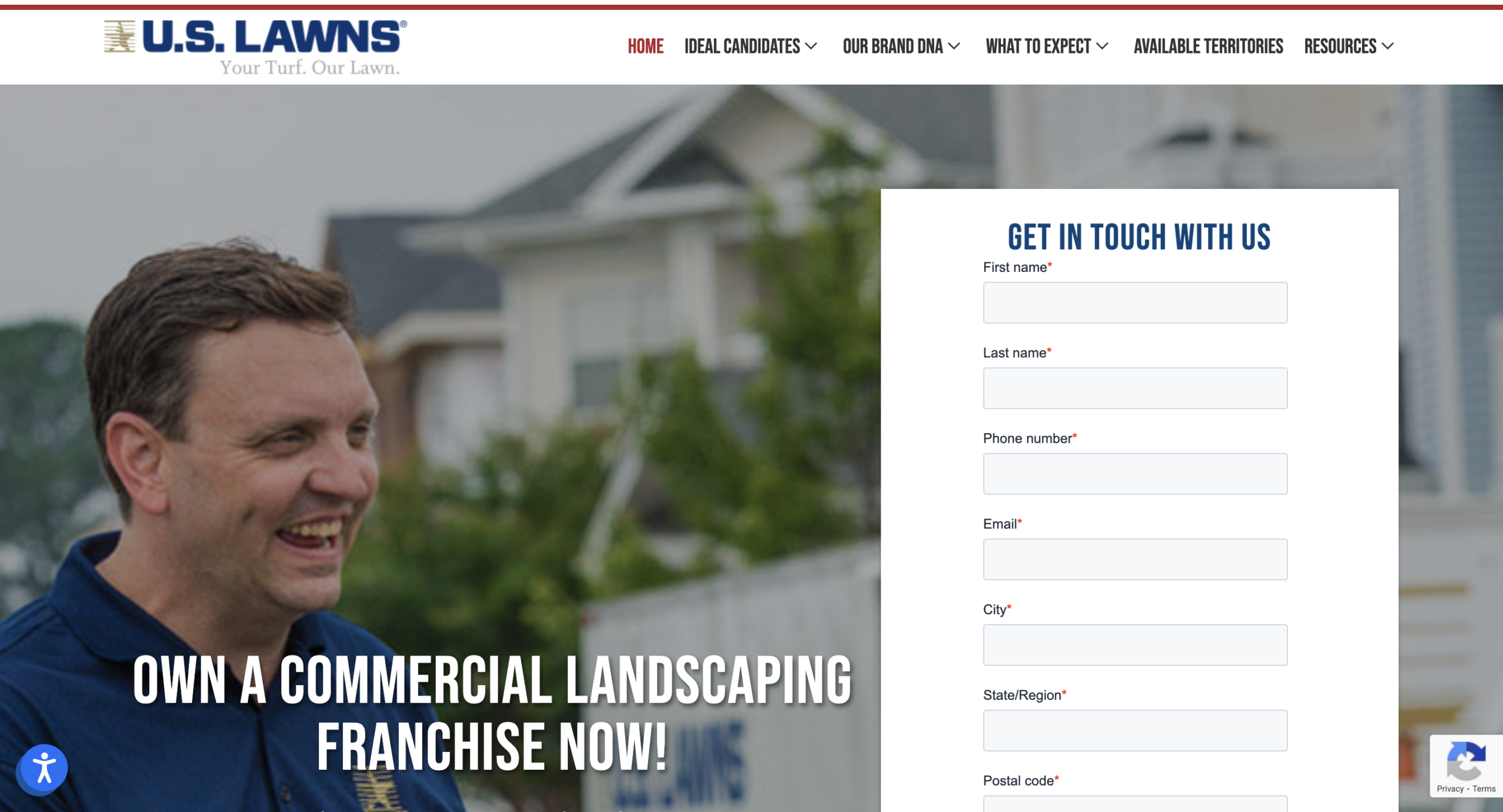 image of U.S. Lawns website