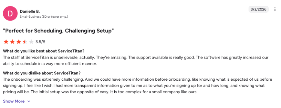 Favorable ServiceTitan review