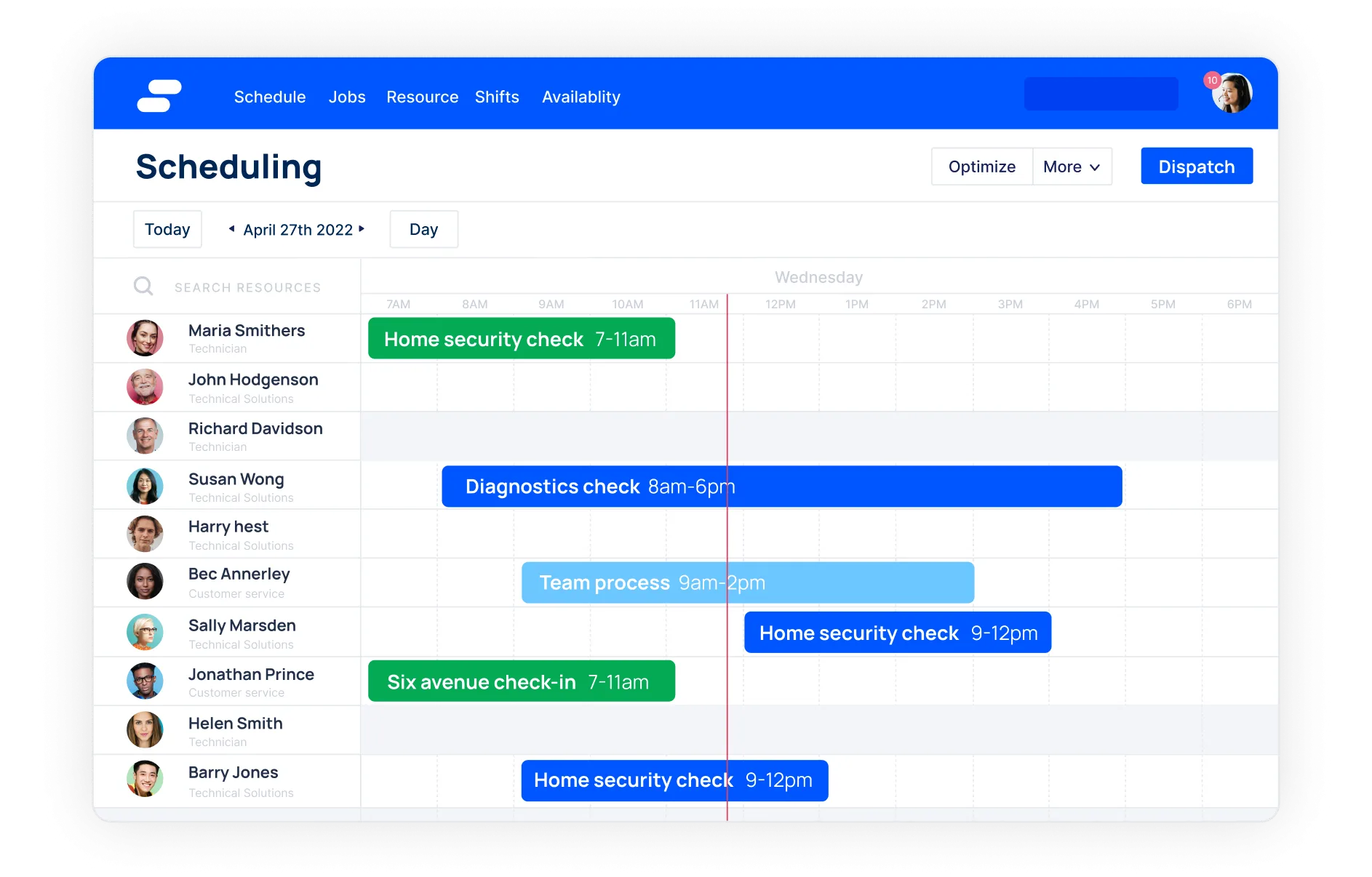 Skedulo dashboard view