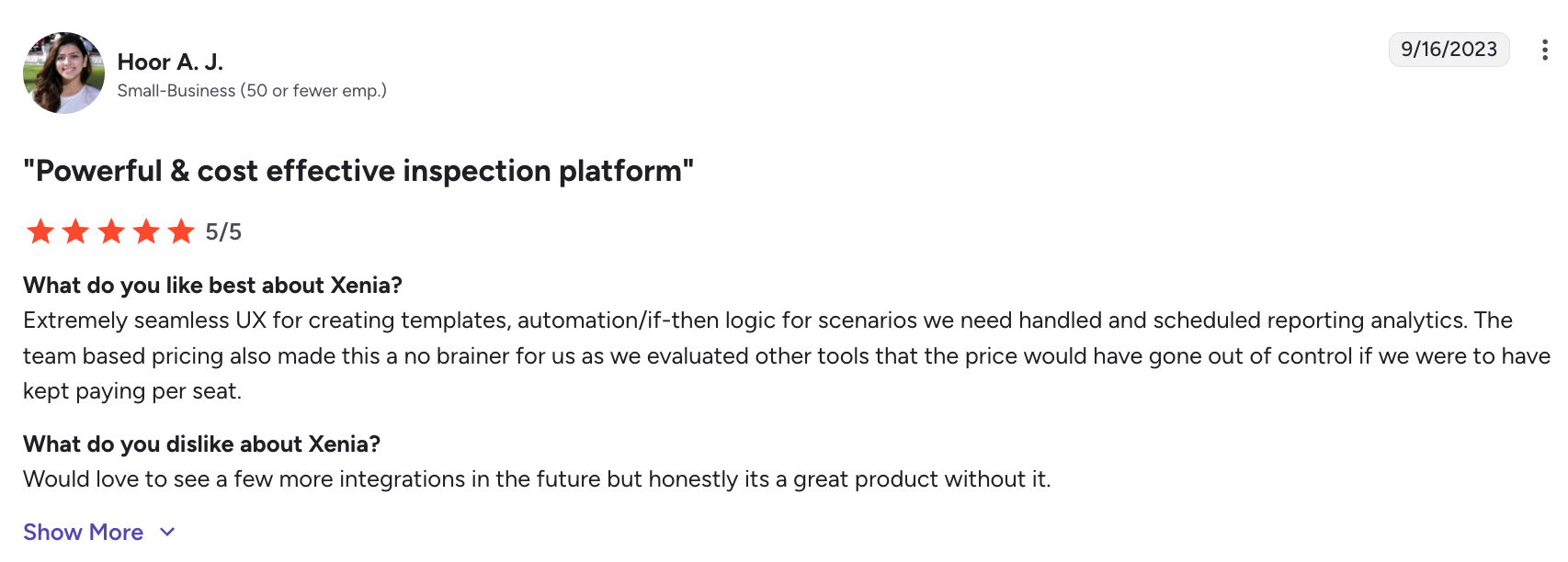 Favorable Xenia review