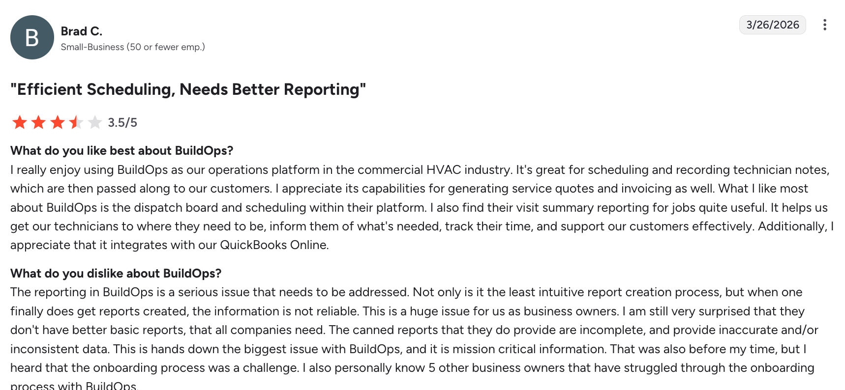 Favorable BuildOps review