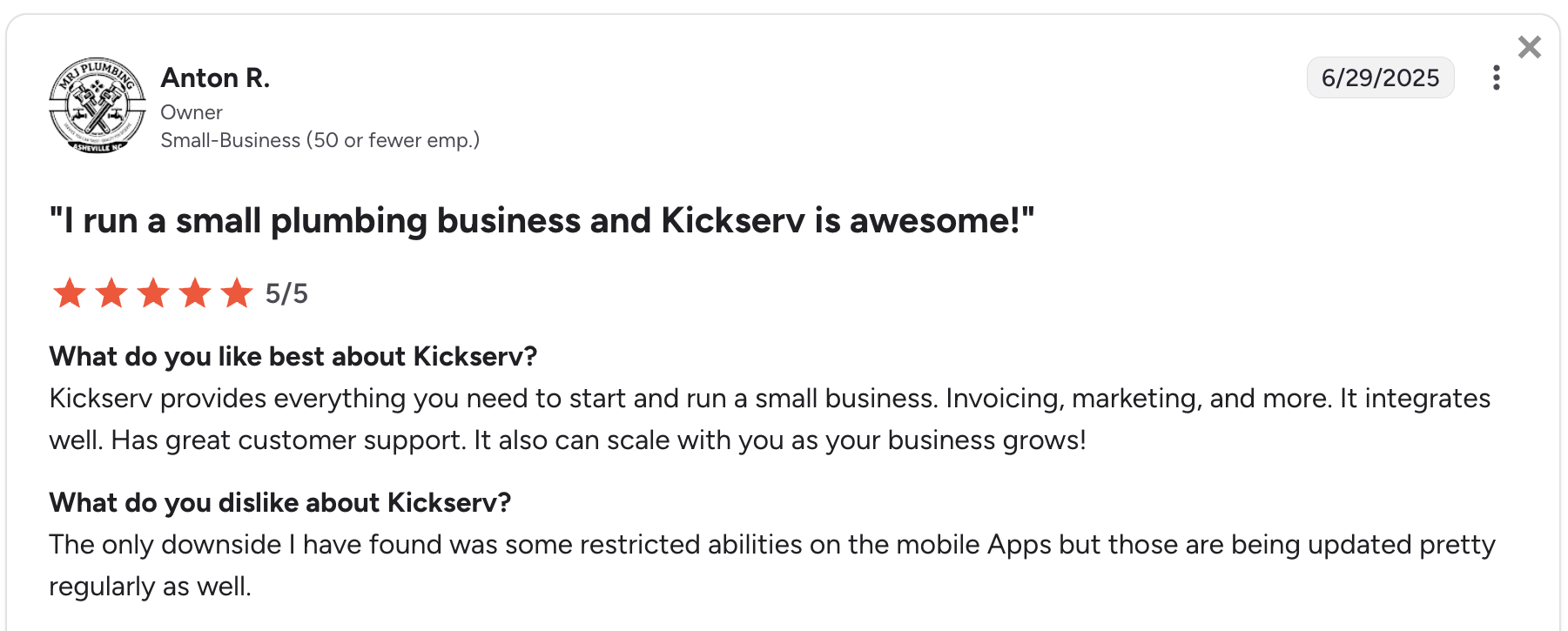 image of Kickserv review