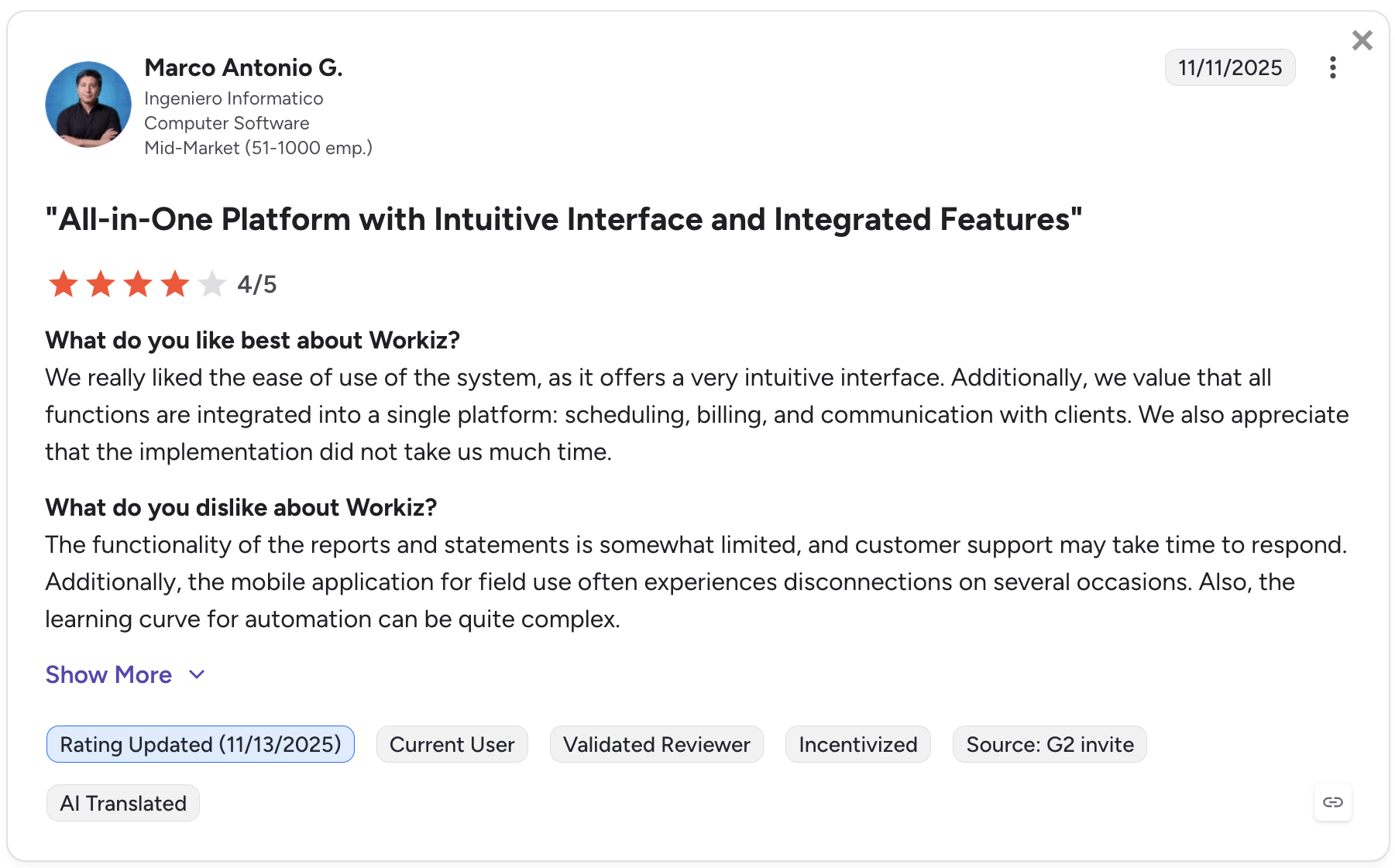 image of Workiz review