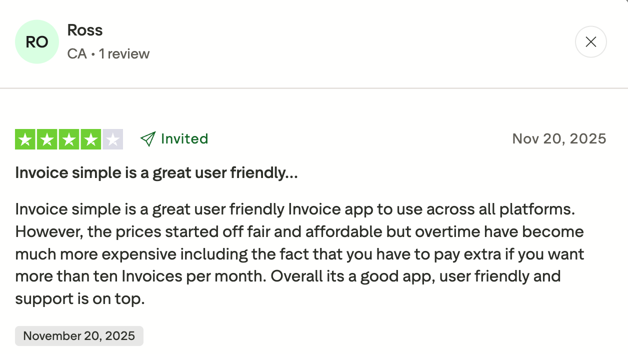 Favorable Invoice Simple review