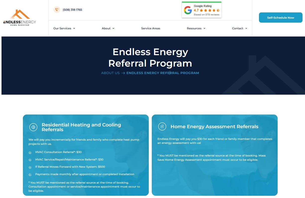 Endless Energy tiered incentive referral program