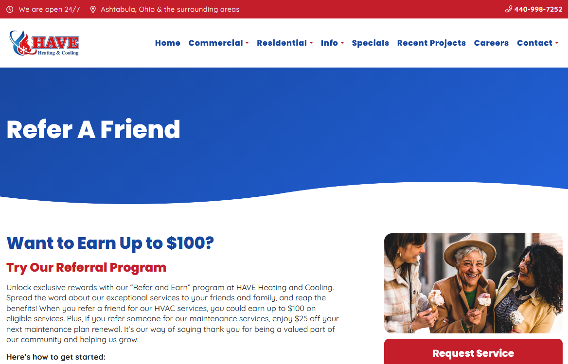 HAVE Heating & Cooling non-cash incentive referral program