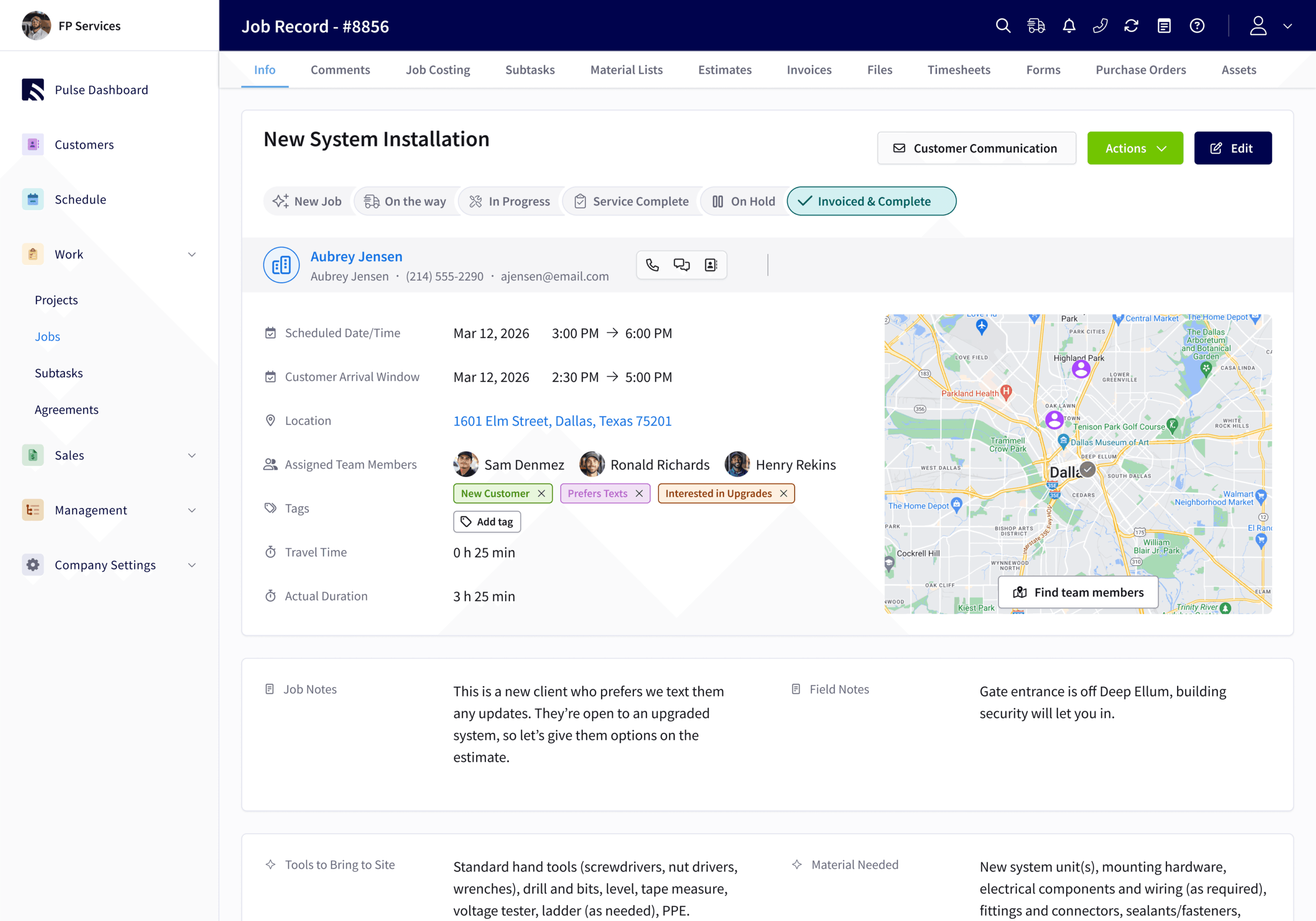 FieldPulse dashboard
