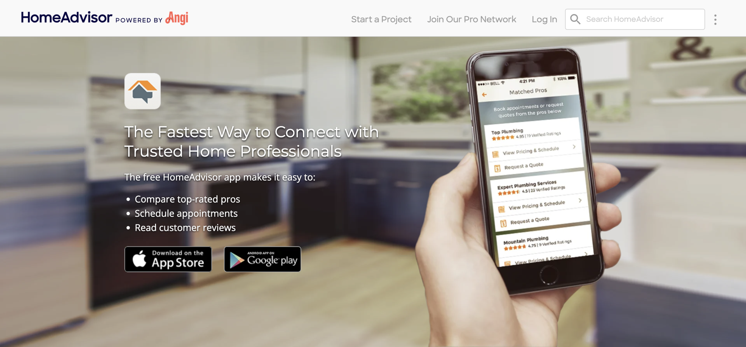HomeAdvisor app on mobile phones