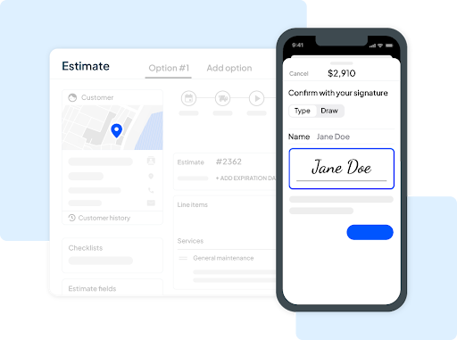 Housecall Pro estimate on mobile device