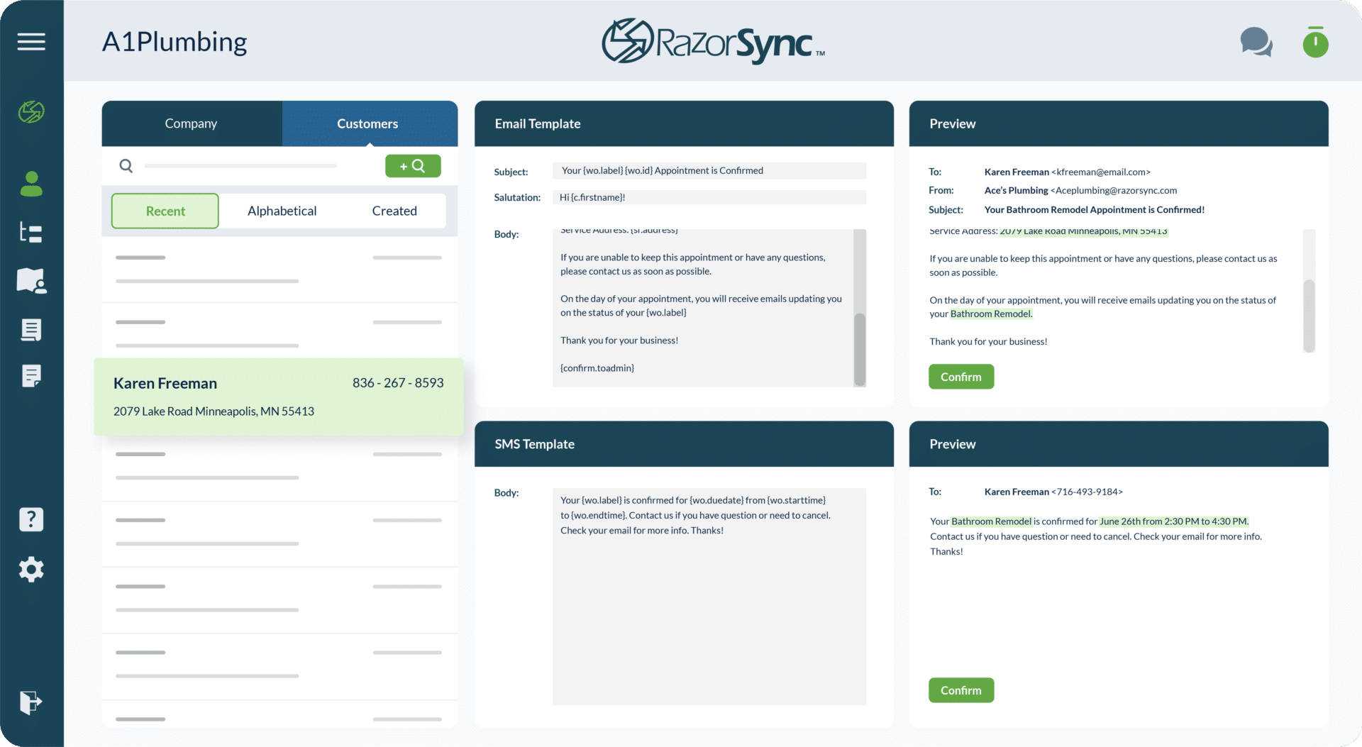 RazorSync dashboard