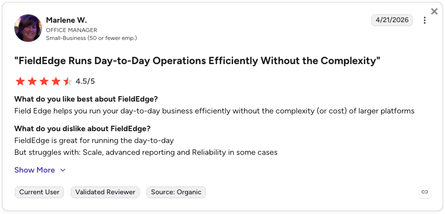 Favorable FieldEdge review