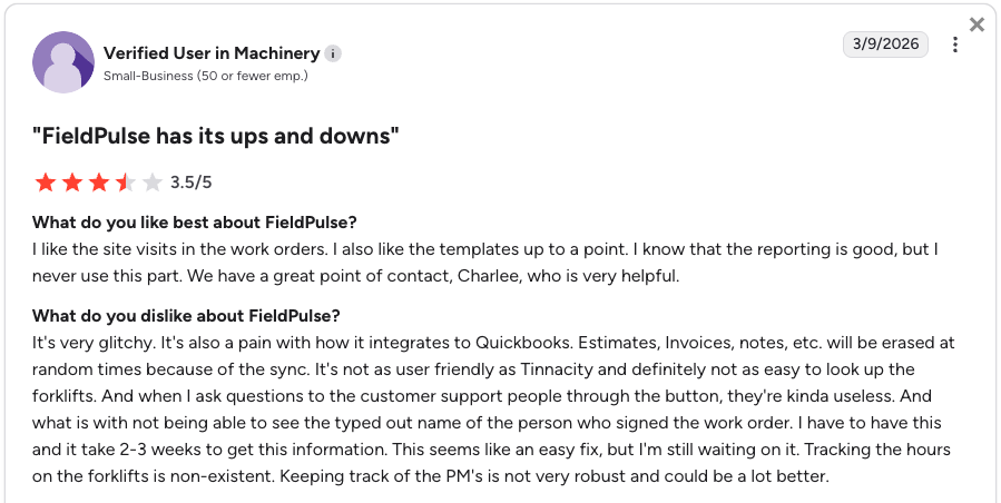 Favorable FieldPulse review