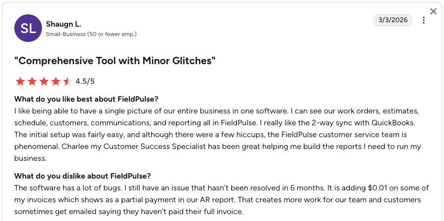 Favorable FieldPulse review