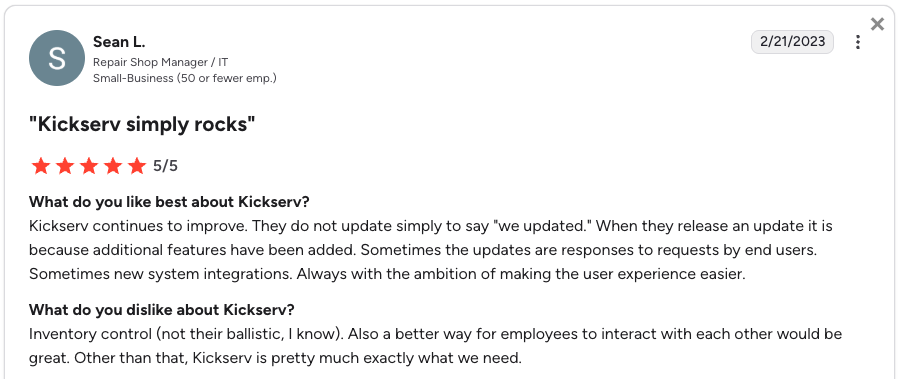 Favorable Kickserv review