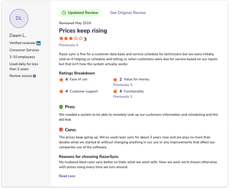 Favorable RazorSync review