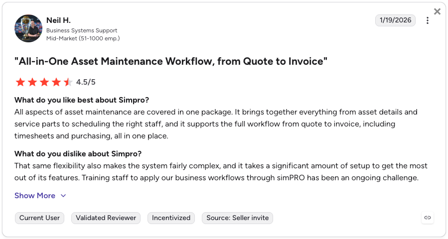 Favorable Simpro review