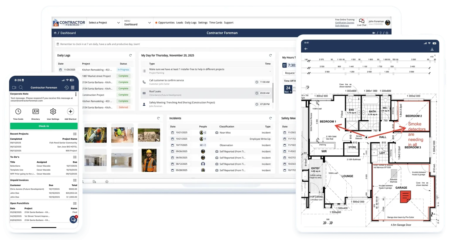 Contractor Foreman construction management software