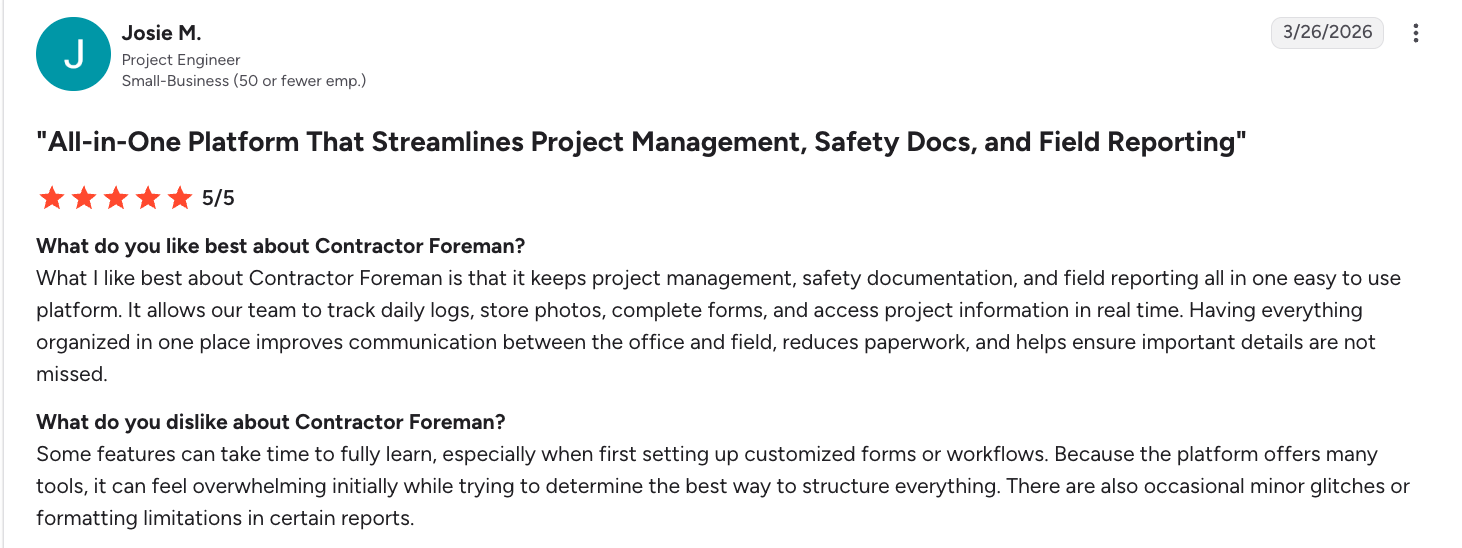 Contractor Foreman construction management software review
