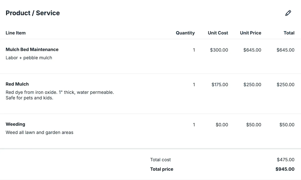 Calculating job costing in Jobber