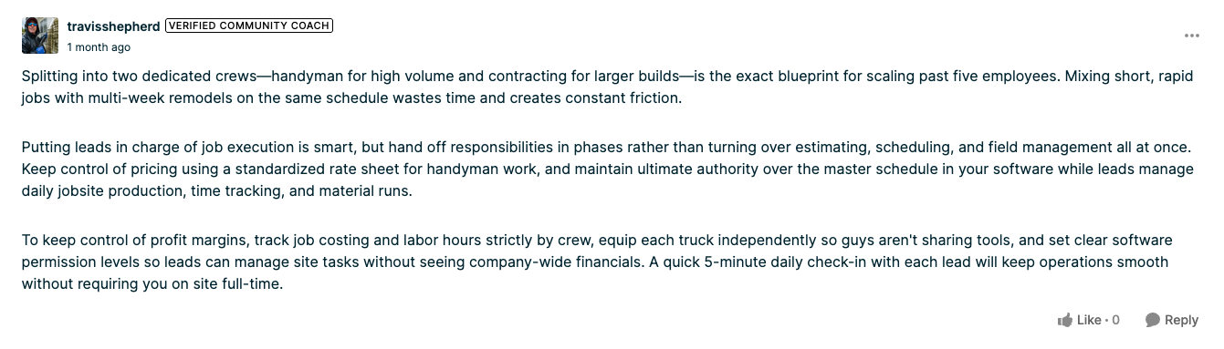 how to split a business into crews