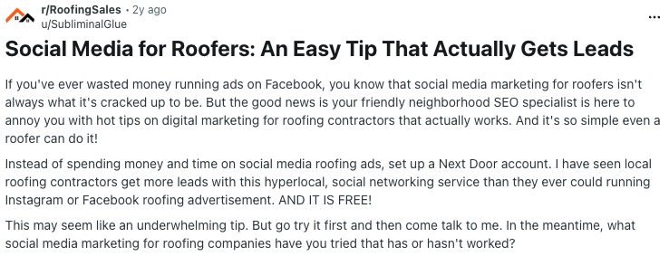 nextdoor for roofers